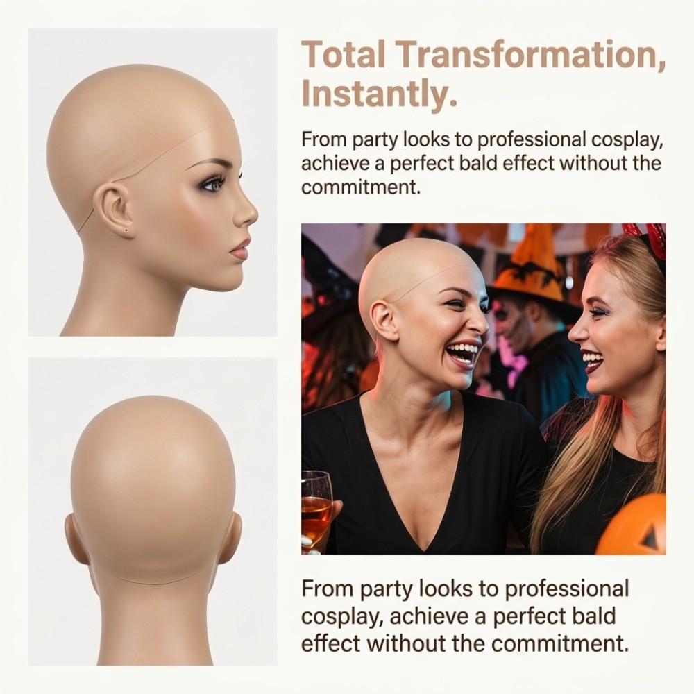 Fake Skin Bald Cap Unisex Bald Head Cap Fancy Film Skin Head Cap Role-Playing