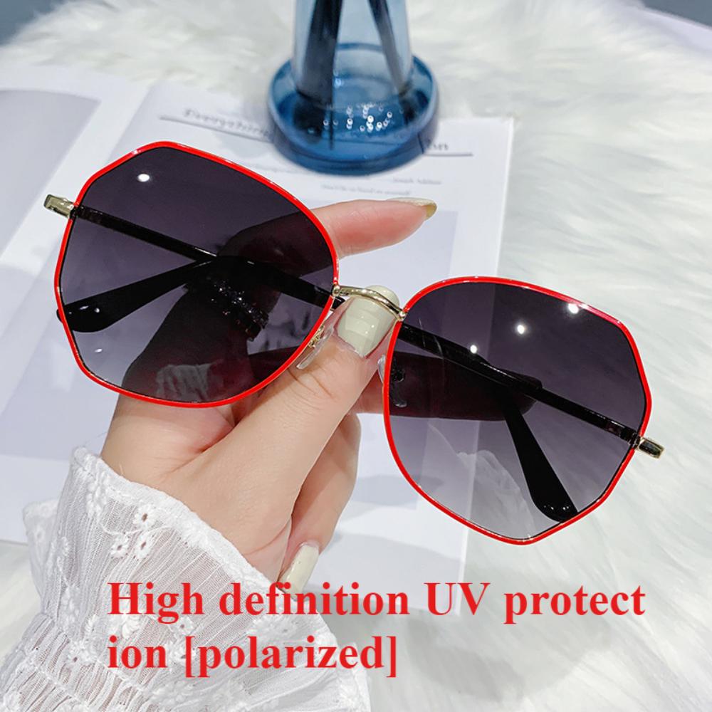 Sunglasses Female Korean Version Tide Shading Polarized Ins Sunglasses Fashion Polygonal Large Frame High Definition UV Protection Glasses