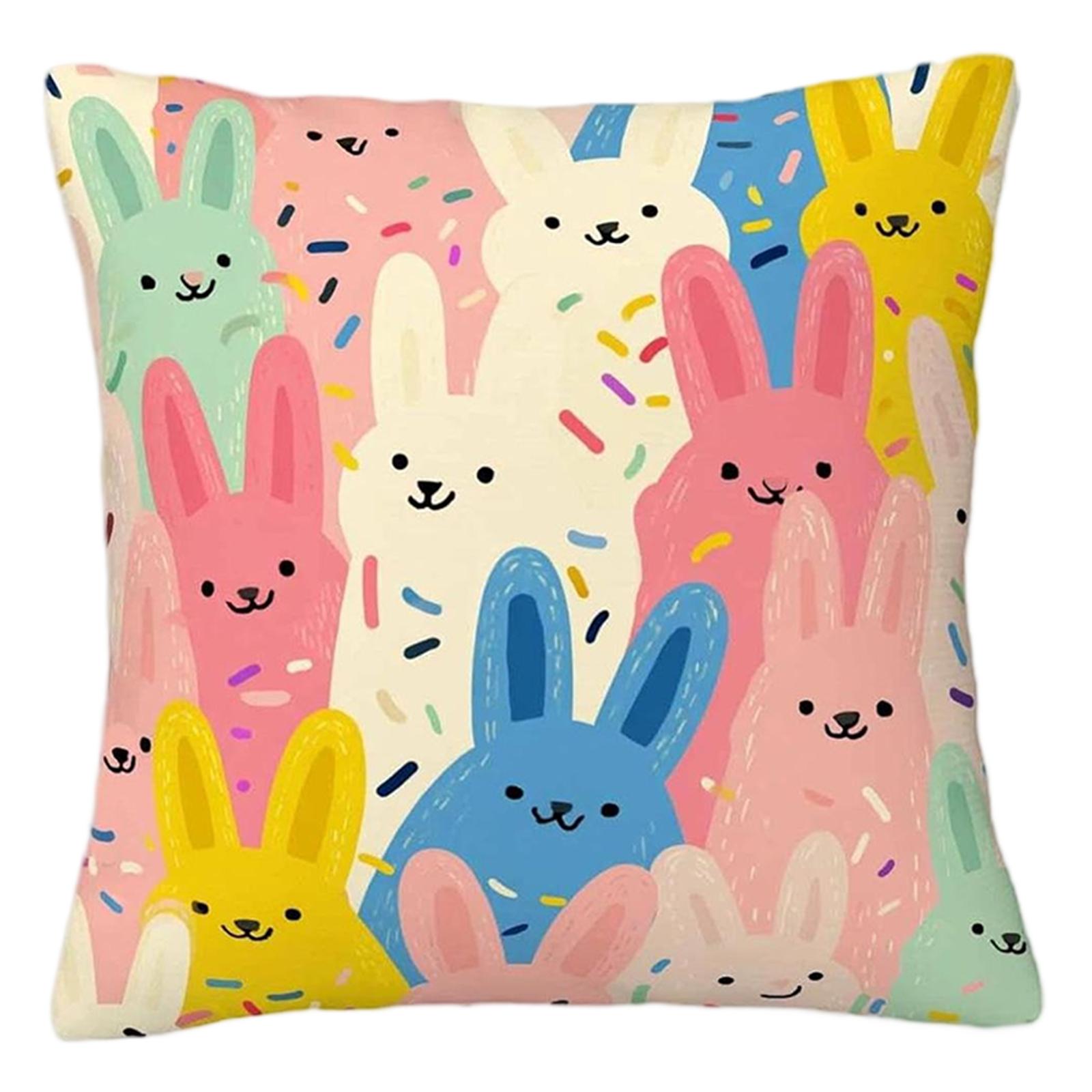 Pillowcase Bunny Easter Egg Linen Printed Pillowcase One Size