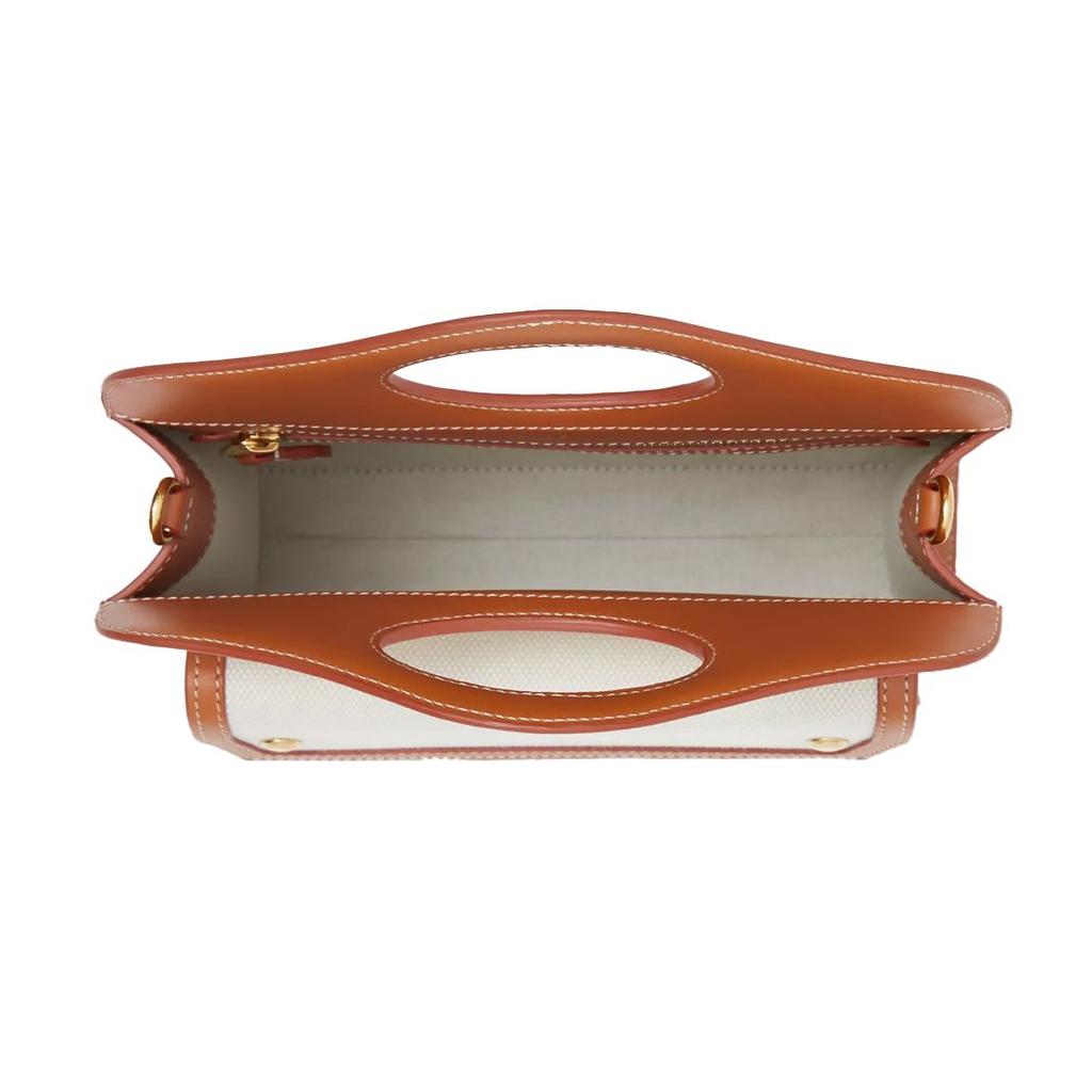 Burberry Pocket Bag Two-Tone Canvas And Leather With Detachable Adjustable Shoulder Strap Mini Handbag Women handbags Natural Amber 80368121