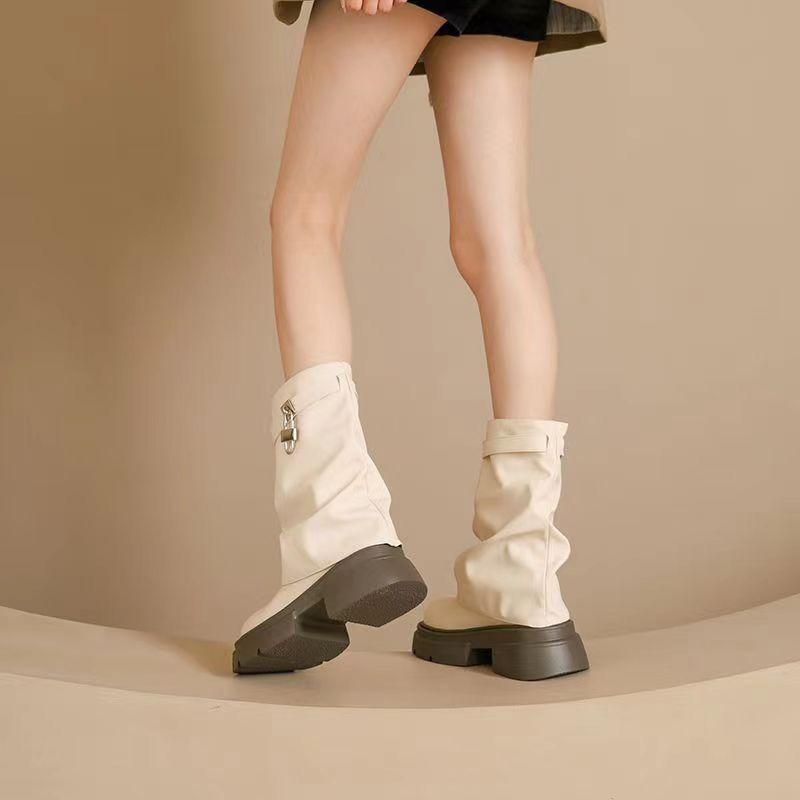 Retro skirt Martin boots women's versatile casual British style thick-soled piled boots women's 2025 autumn and winter new models