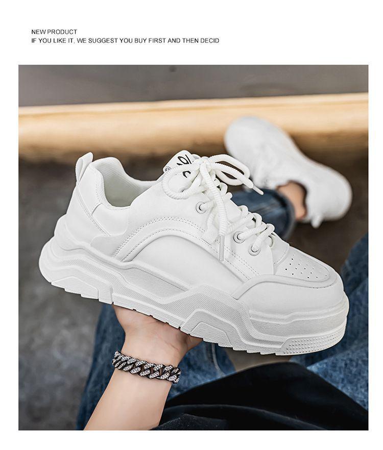 2025 Spring Men's Breathable White Trendy Thick Sole Skate & Casual Dad Shoes