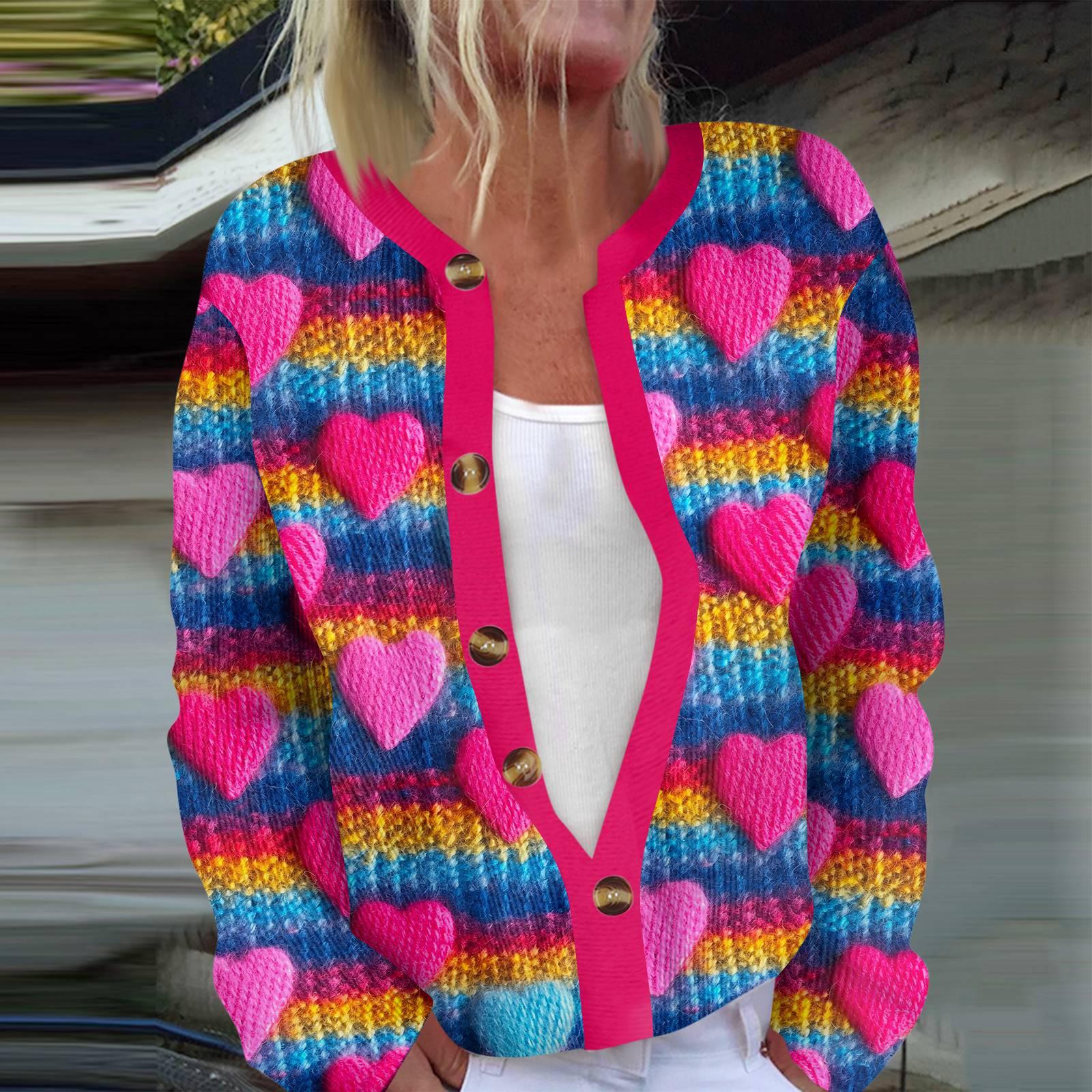 

Женская мода с длинным рукавом ко Дню святого Валентина, кардиган, свитер ко Дню святого Валентина XL