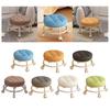 Roller Seat Rolling Stool Round Low Height Foot Rest with Wheel PU Leather for Living Room Bedside Porch Salon Pedicure Home