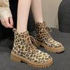Fashionable Versatile Leopard Print Women's Boots Autumn Winter New Casual Comfortable Midsole Cotton Boots Snow Boots