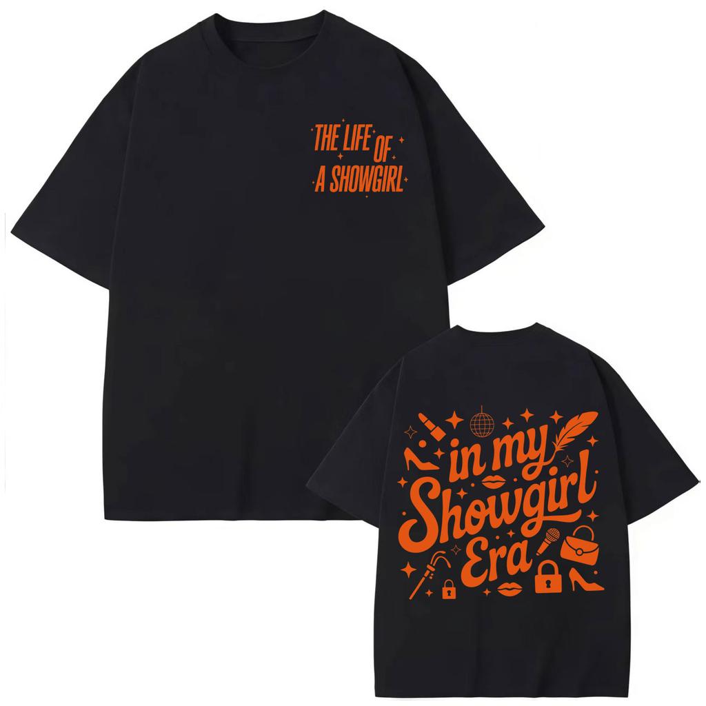 TS The Life of A Showgirl Print T-shirt Fashion Pop Music Short Sleeve T-shirts Men Women Clothing Harajuku Y2k Trend T Shirts