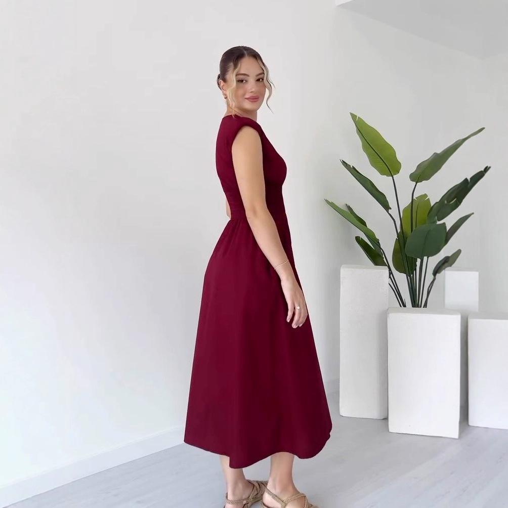 2025 European-American Women's V-Neck Zip Cardigan Slim Dress