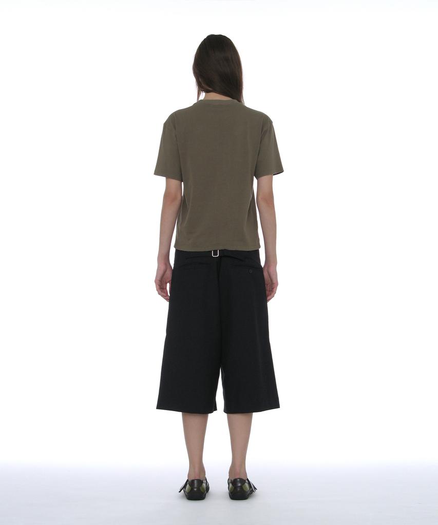 PARTIMENTO WOMEN Double Layer Waist Bermuda Pants_Dark Navy