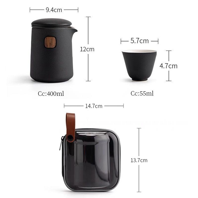 Portable Travel Ceramic Tea Set Quick Tea Cup One Pot Three Cups Tea Brewing Pot