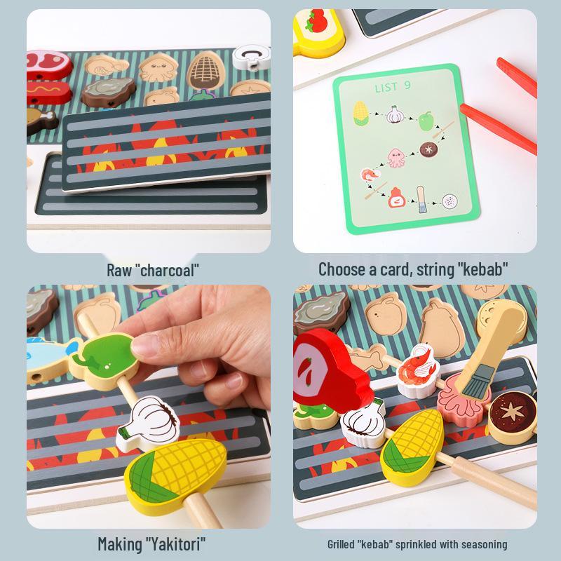Children's BBQ Skewer Playset: Early Education Shape Matching Toys for Ages 3-6