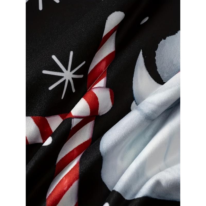 2025 new Plus size women's Santa Claus print casual long sleeve round neck T-shirt