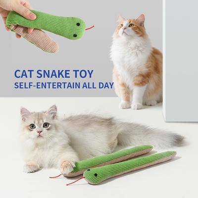 Cat Catnip Toy Small Green Snake Simulation Tease Cat Toy Crepe Paper Sound Interactive Cat Chew Toys Gift