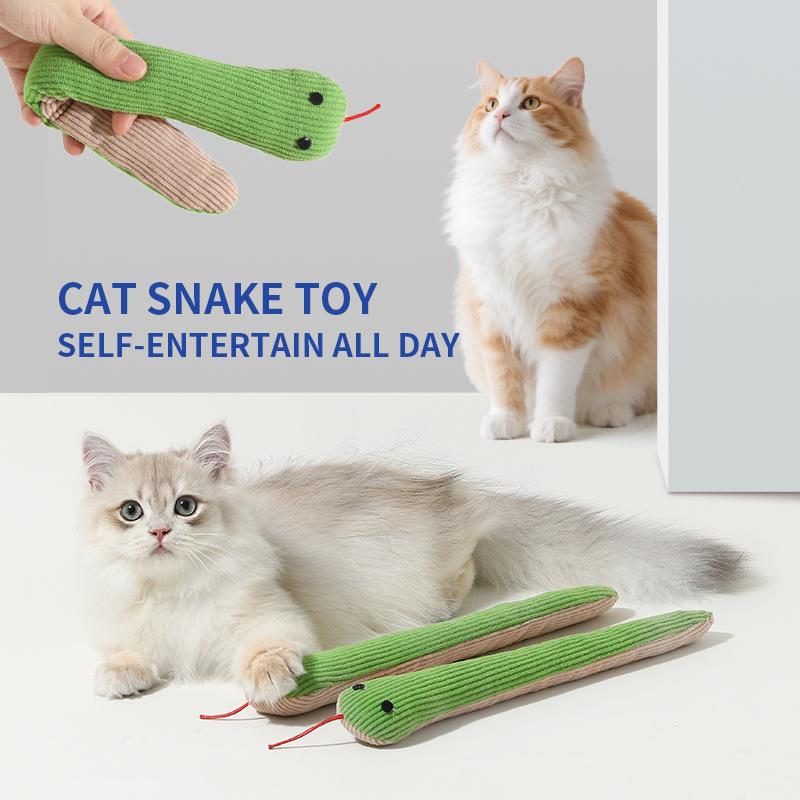 Cat Catnip Toy Small Green Snake Simulation Tease Cat Toy Crepe Paper Sound Interactive Cat Chew Toys Gift