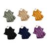 Women Tops Round Neck Short Sleeve Loose Fit Pullover Tops Pure Color Ruffle Hem