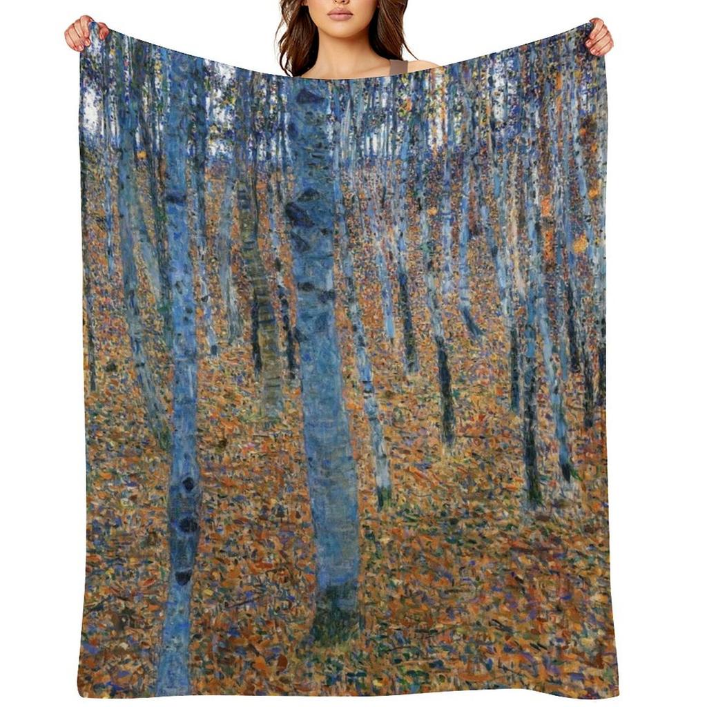 Beech Grove I - Gustav Klimt Throw Blanket Cosplay Anime Quilt Polar Fashion Sofas Blankets