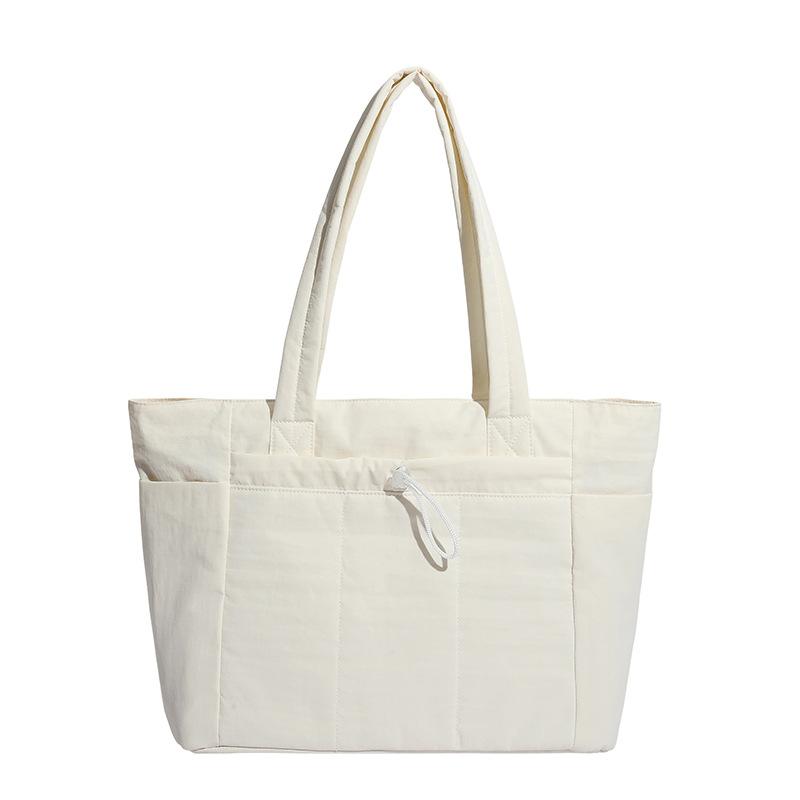 Large Capacity Nylon Tote Bag for Women Lightweight Shopping Shoulder Bag with Multiple Pockets and Zipper Closure for Daily Use