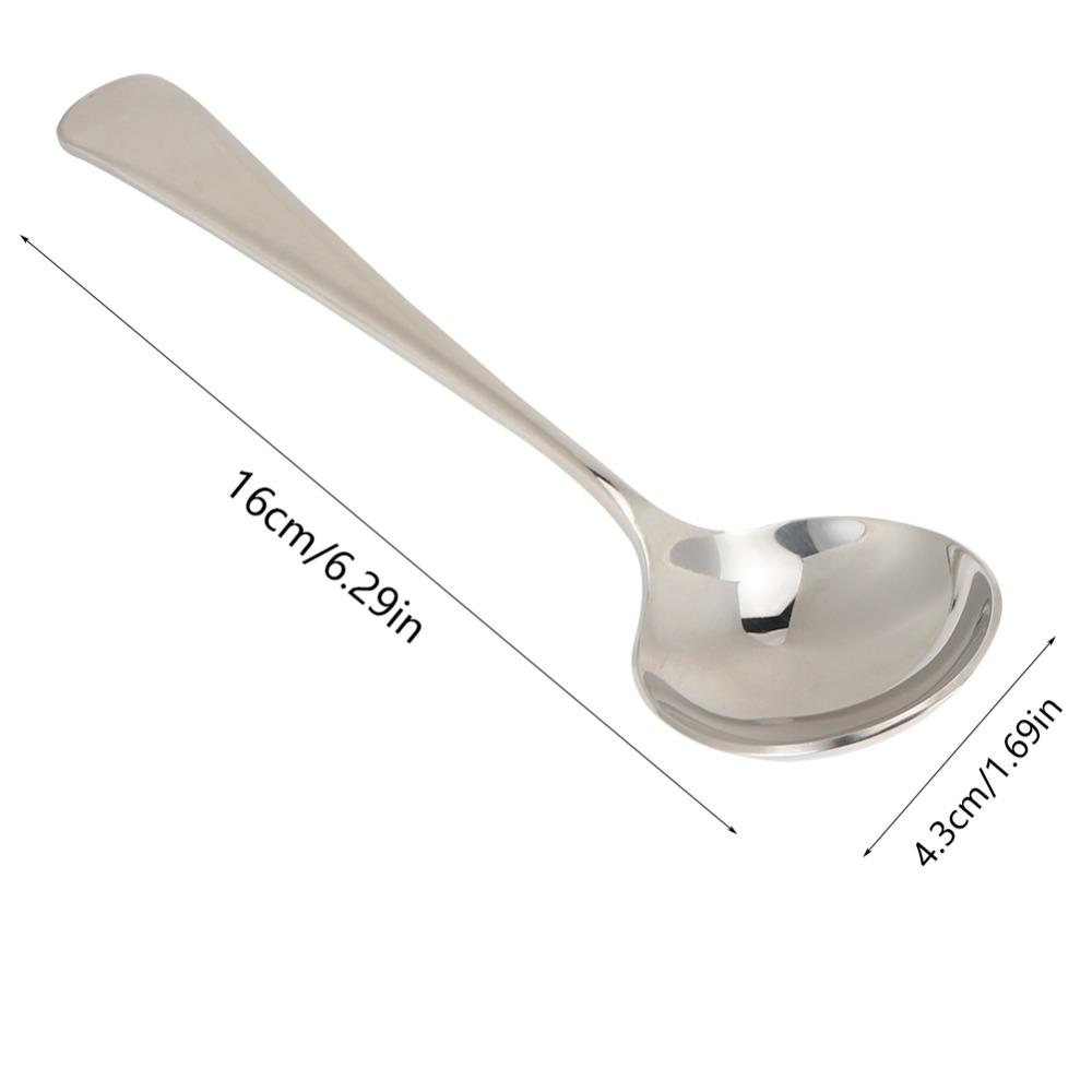 5Pcs Rustless Steel Dessert Spoon Polished Serving Spoon Flat Spoon Base Soup Ladle Food Serving