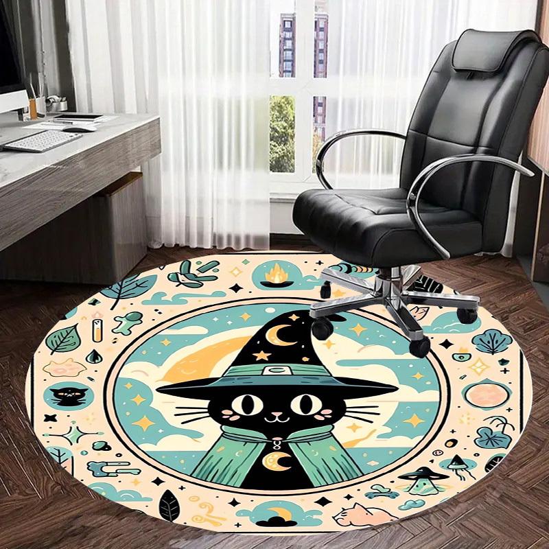 1pc Office Carpet Chair Mats Witchy Cat Illustration Perfect for Decorating Office Chairs, Living Rooms, Or Bedrooms
