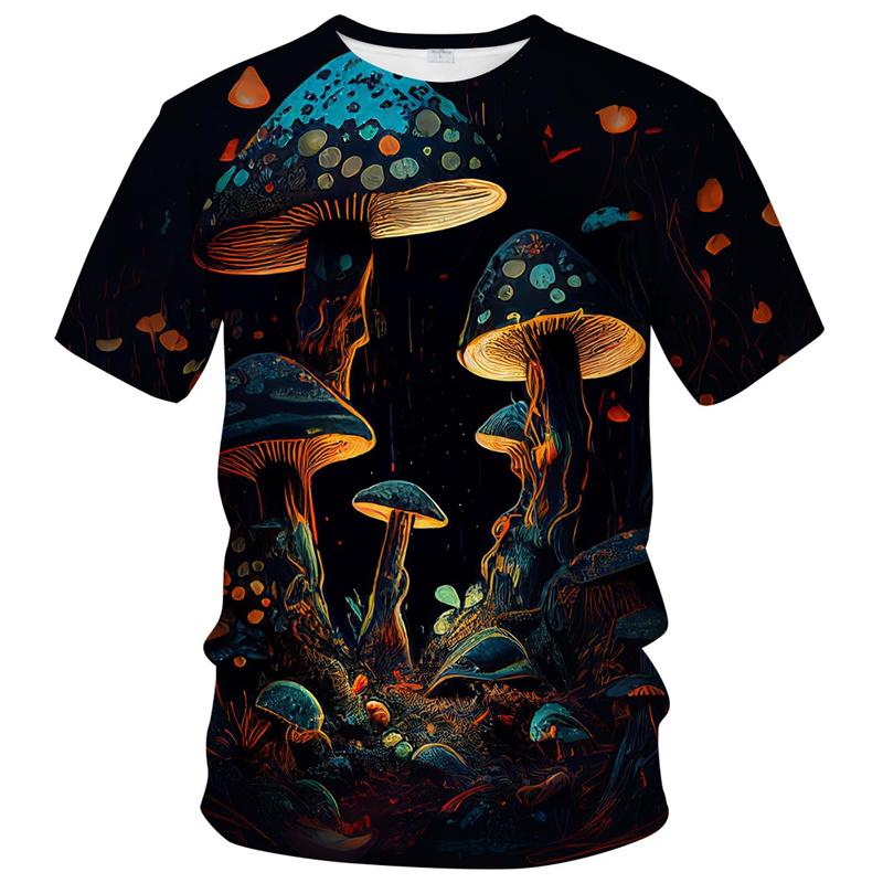 Trippy Mushroom Graphic T Shirt For Men 3d Printed Art Magic Mushroom T-Shirts Street Summer Spring Short Sleeve Tee Shirts
