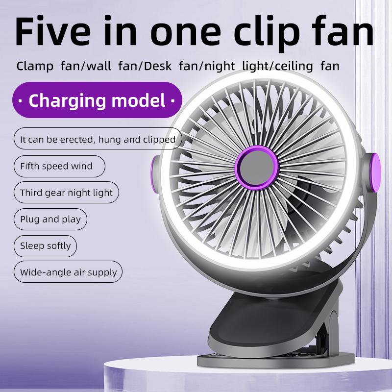 Portable Clip Fan Desktop Fan Ceiling Fan Rechargeable Air Circulating Fan Outdoor Fan Night Light Fan Camping Fan