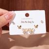 Copper-Plated Gold Butterfly Earrings with Micro-Inlaid Zircon - Fashionable, Versatile, and Luxurious for Women.