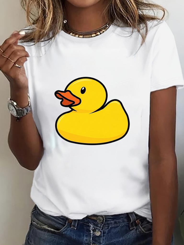 Frieden war nie eine Option Niedliches Tier T-Shirt Lustige Gänse Grafik T-Shirts Sommer Lässige Kurzarm Tops Damenbekleidung