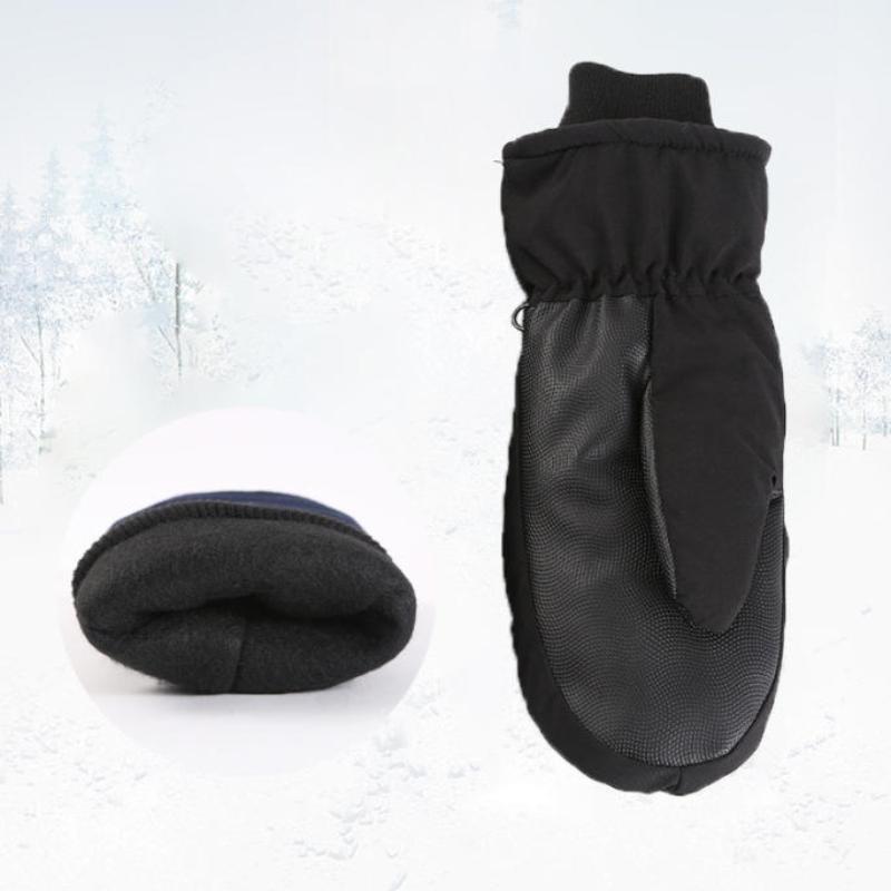 1 Pair Fleece Lined Winter Gloves With Extended Cuff Unisex Thermal Ski Mittens Thicked For Skiing Snowboard Mountaineering