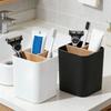 Simple Bamboo Divided Pencil Storage Box Plastic Organizer Makeup Brush Holder Large Capacity Flower Vase School