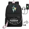Printed Iron Chain Usbgenshinimpact Yuanshen Backpack Leisure Middle School Student Travel School Bag