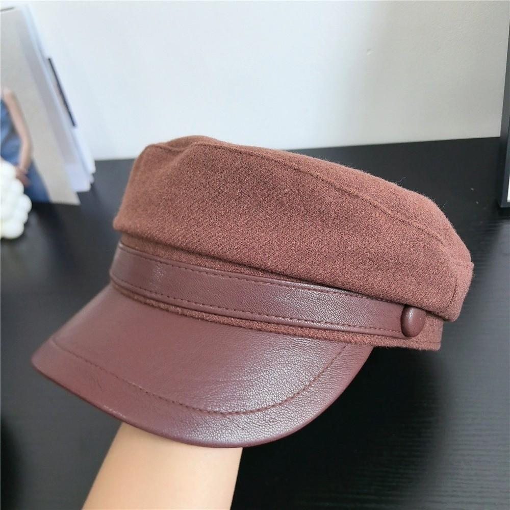 Wool Blend Newsboy Cap Adjustable Winter Beret Retro Octagon Hat  Women вино красного