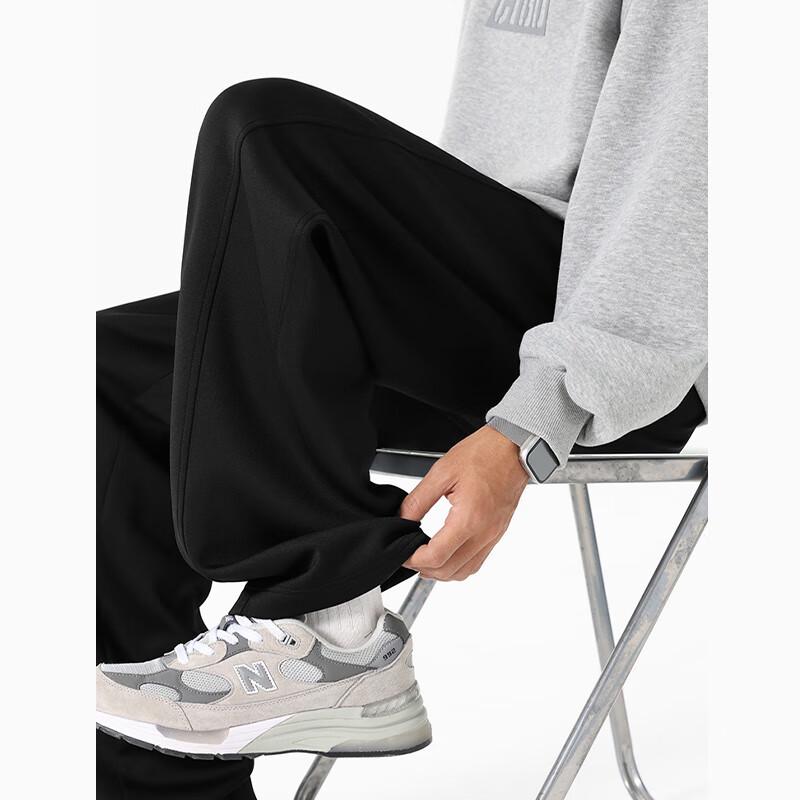 Fingercroxxit Men's Fleece-Lined Straight Leg Casual Pants