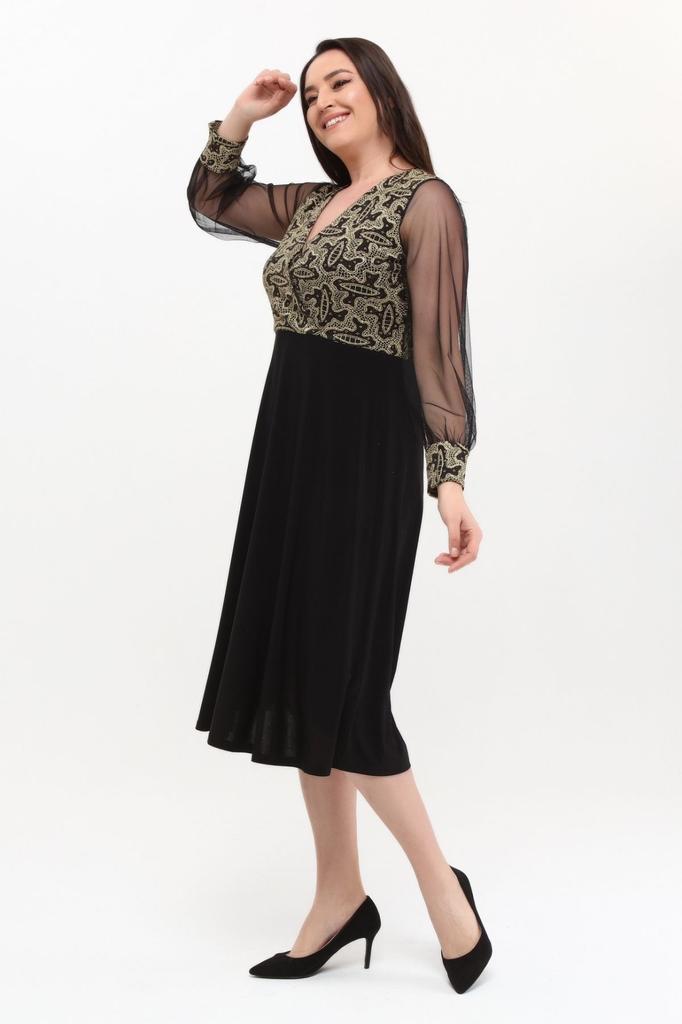 Women's Big Size Dress Medium Size Double Breasted Collar Sleeves Tulle Dress