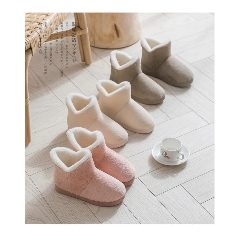 2025 Winter Warm Shoes Woman Men Indoor Slippers Soft Plus Couples Home Floor Snow Boots Anti-slip Female House Footwear