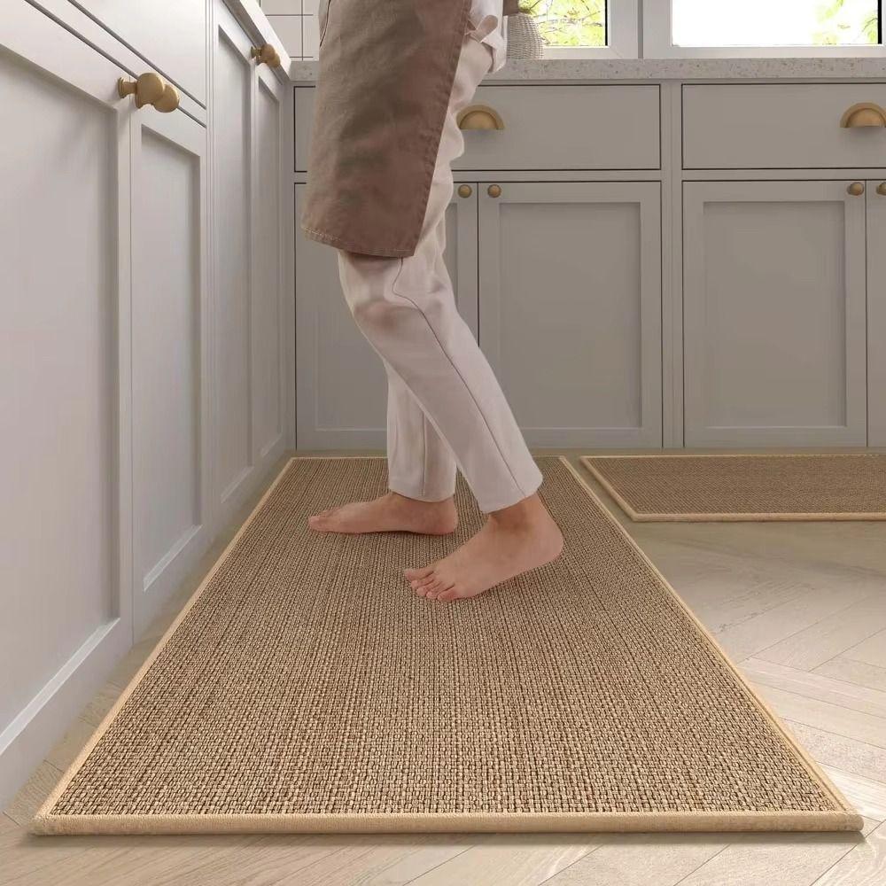 Long Linen Weave Bath Mat Super Absorbent Entrance Doormat Kitchen Decoration Kitchen Rug  Home