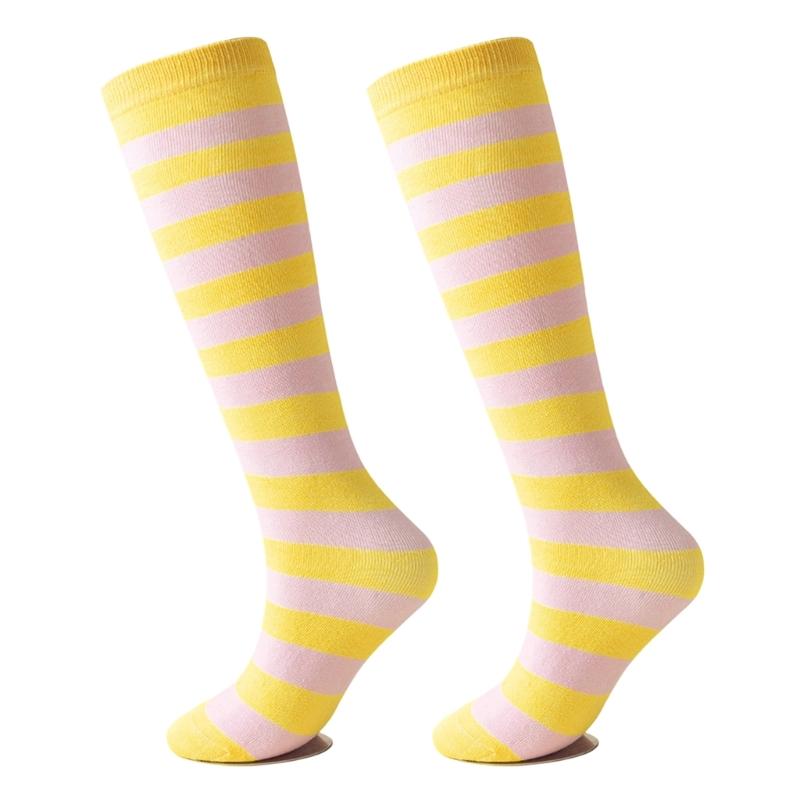 Elastic Stripes Thigh Socks For Women Breathable Long Stripes Socks Practical Overknee Stockings Casual Outfit Essential