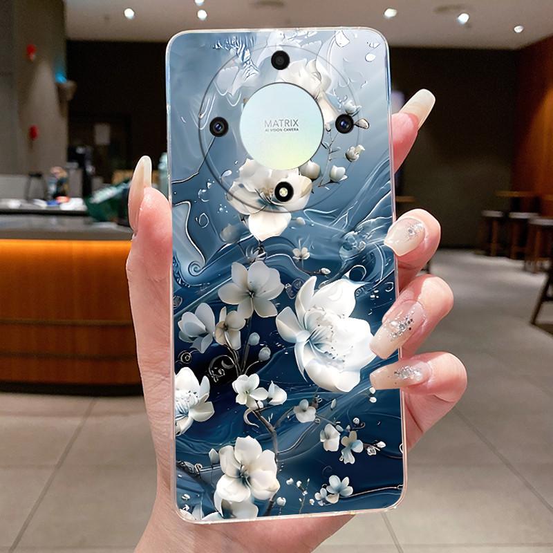 For Honor X50 5G Case Luxury Flower Painted Cover Clear Soft Silicone Phone Case For Honor X 40 50 X40 X50 5G Back Covers Bumper