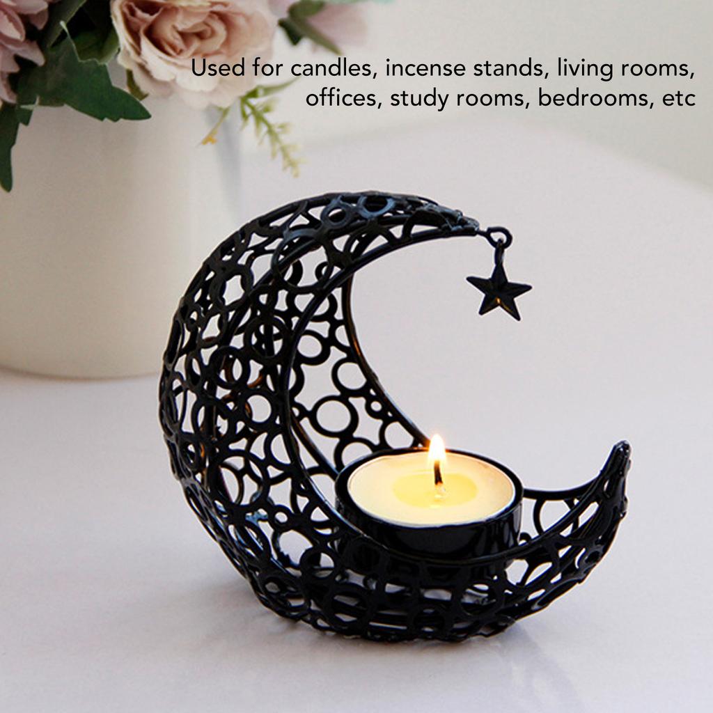 Romantic Moon Candlestick Iron Hollowed Candle Holder for Weddings Christmas Decoration Dining Coffee Table