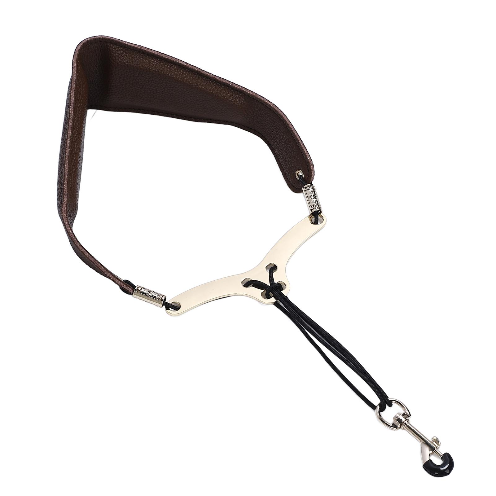 

Saxophone Neck Strap for Alto Tenor Sax Breathable Adjustable Instrument Accessories with Metal Hook Brown