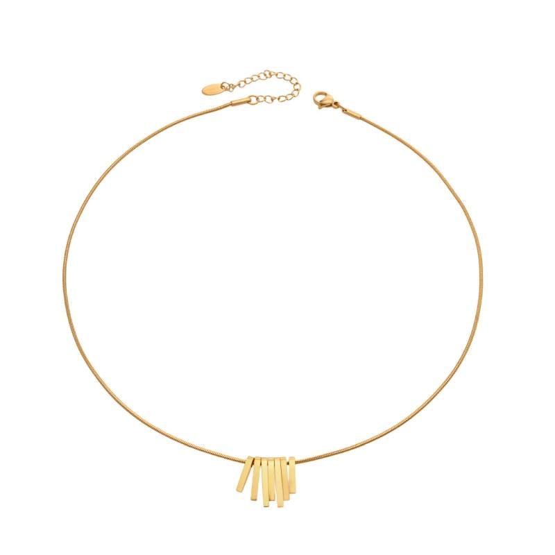 316L Stainless Steel Gold Vertical Bar Tassel Necklace Snake Chain Trendy Pendant Jewelry Women Gift