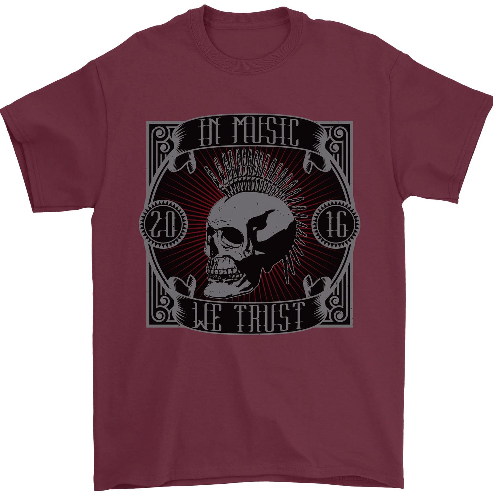 Music We Trust Punk Rock Skull Mens Maglietta Cotton M