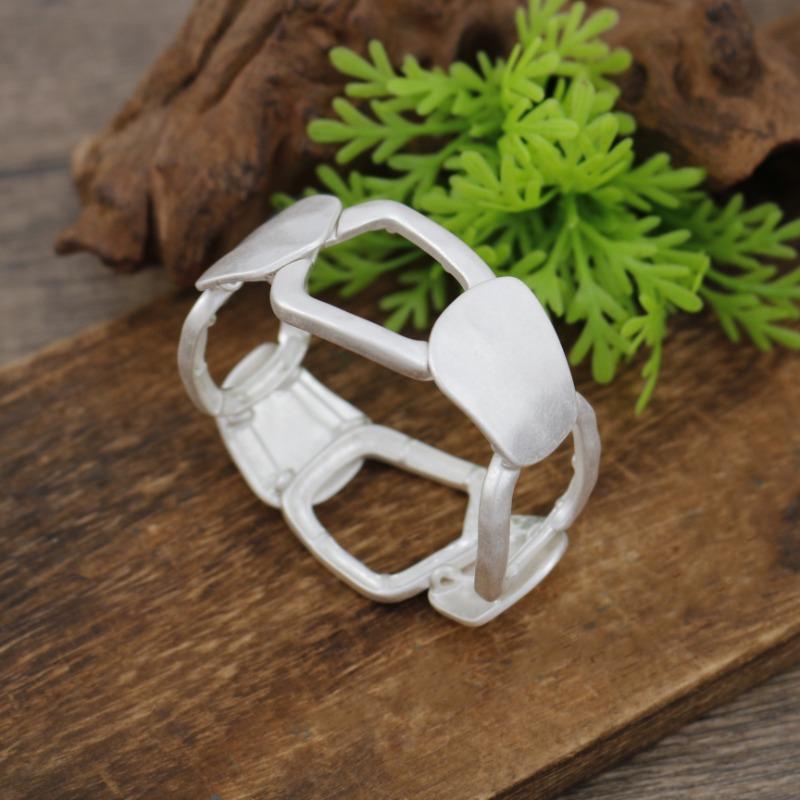 New sand-colored hollow geometric square elastic bracelet women's exaggerated irregular square bracelet