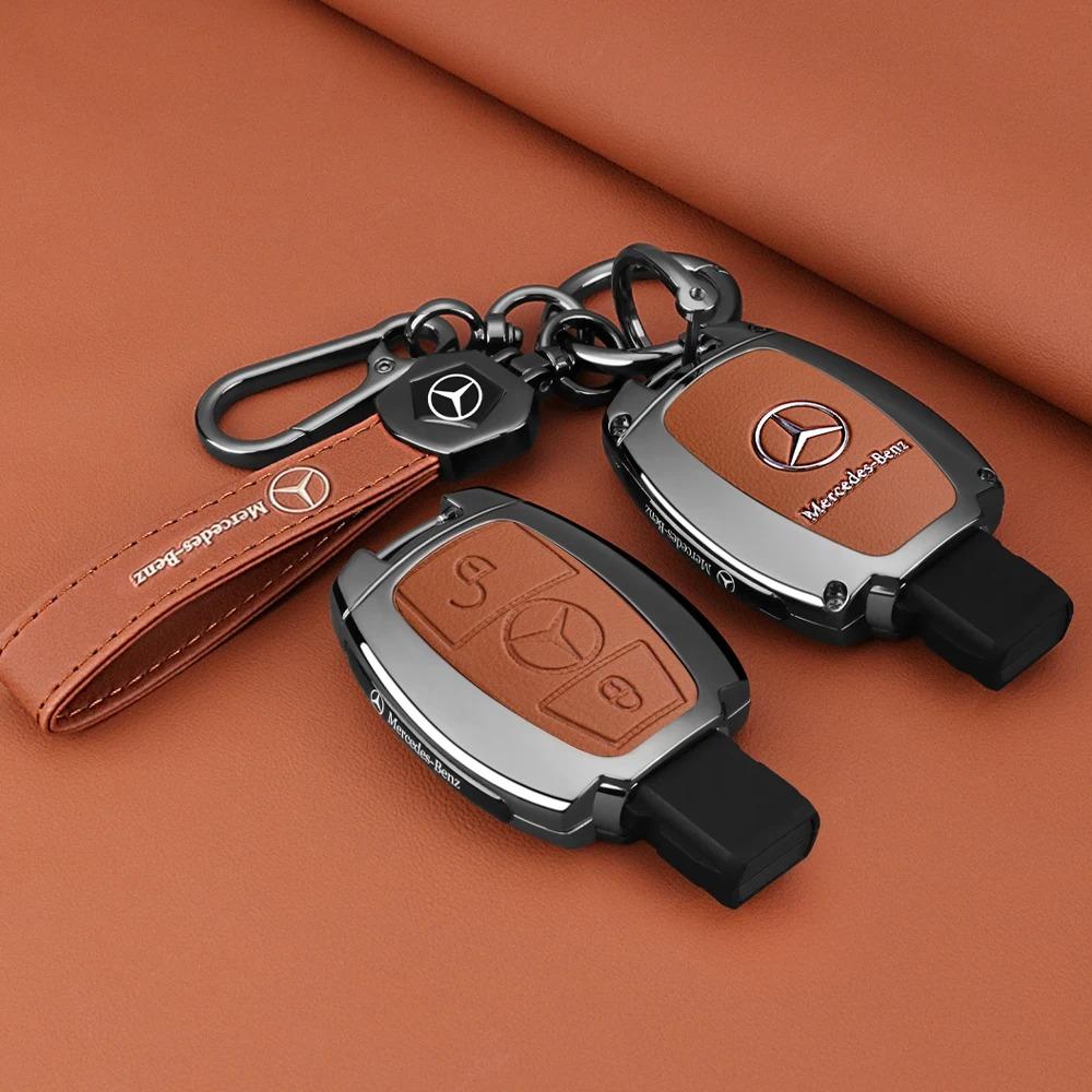 Car Key Case Cover Bag Keychain Shell Fod Suede Leather For Mercedes Benz A B C S Class AMG GLA CLA GLC W176 W221 W204 W205 PQRST1