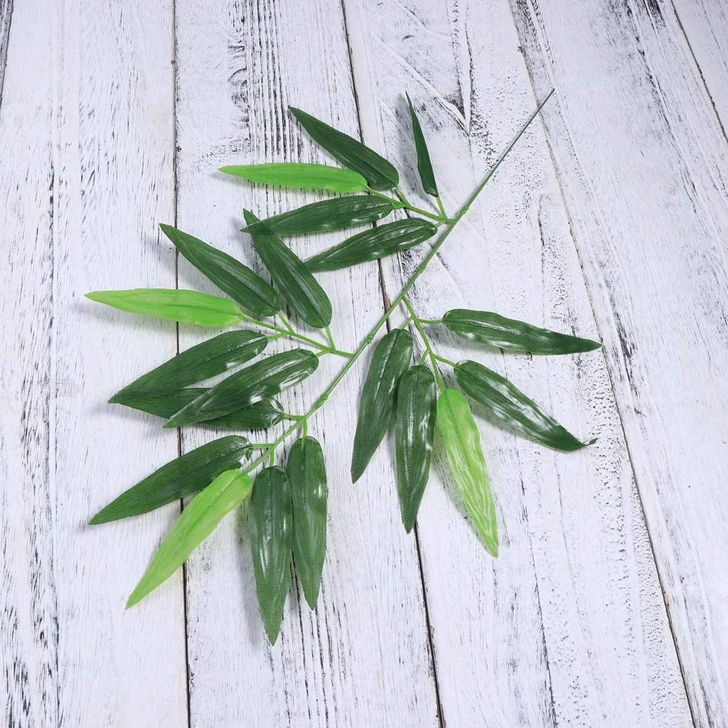 50pcs Artificial Green Bamboo Leaves Fake Green Plants Greenery Leaves for Home Hotel Office Decoration