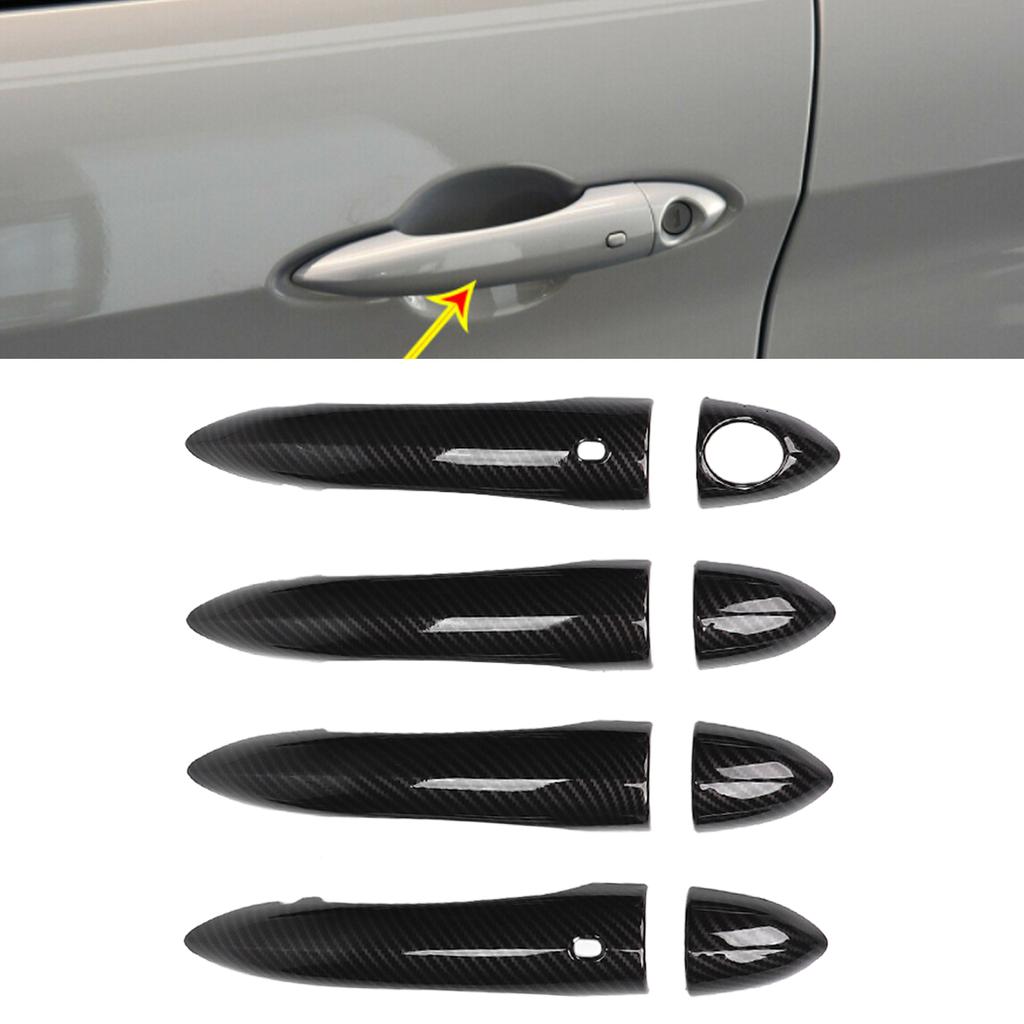 8pcs Exterior Door Handle Cover Trim Carbon Fiber Pattern With Holes Replacement for Giulia 2017‑2020
