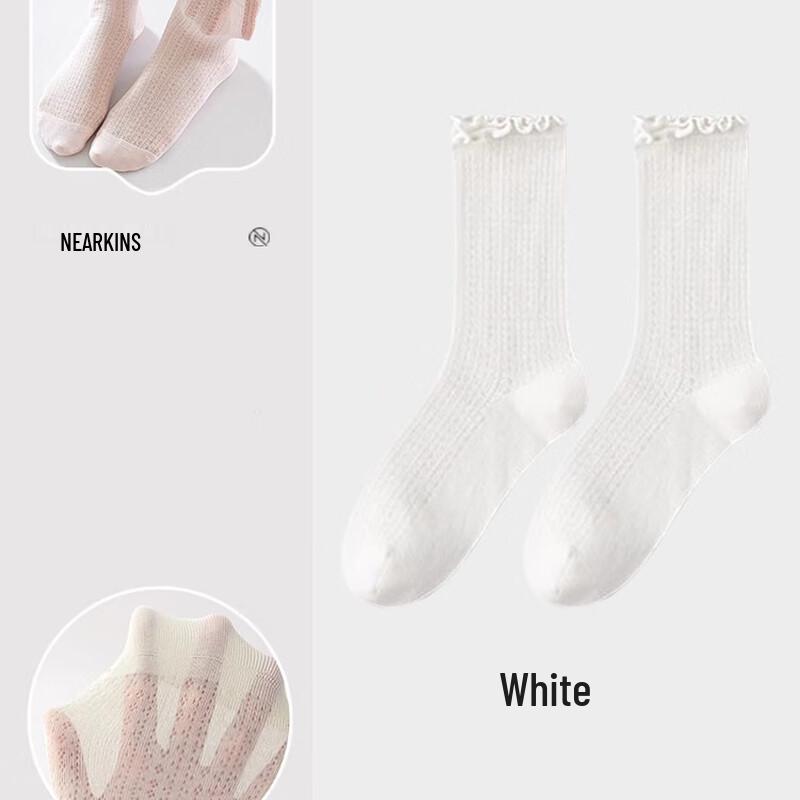 NiQing Women s Lace Mesh Breathable Mid-Calf Socks