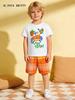 Boys' European Plaid Shorts Set with Crab Embroidery - Summer Short Sleeve Two-Piece Outfit