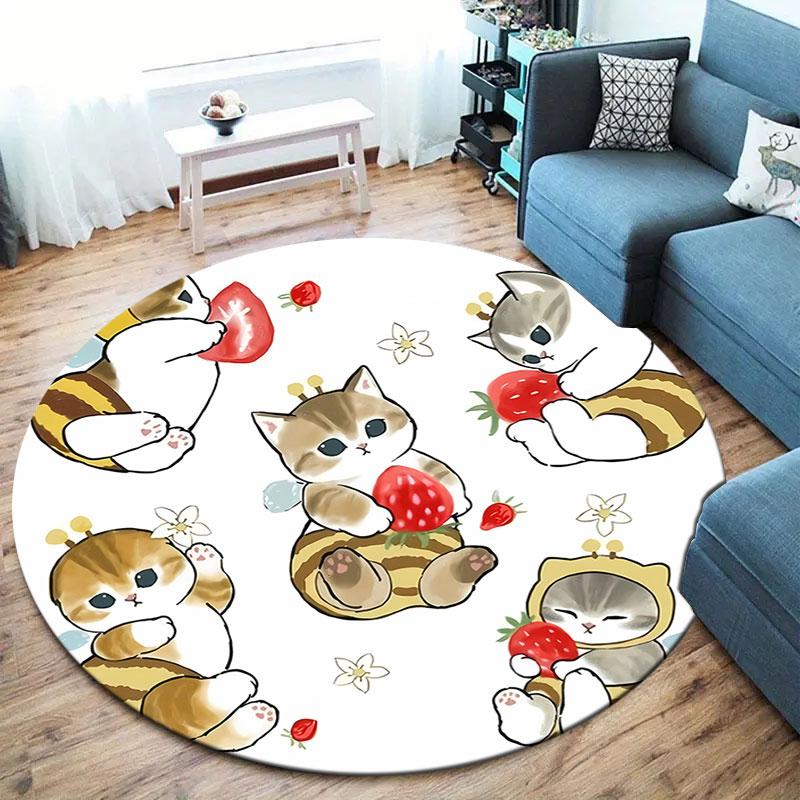 Mofusand Round Area Rug,Carpet Rug for Living Room Bedroom Sofa Playroom Decor,Non-slip Floor Mat