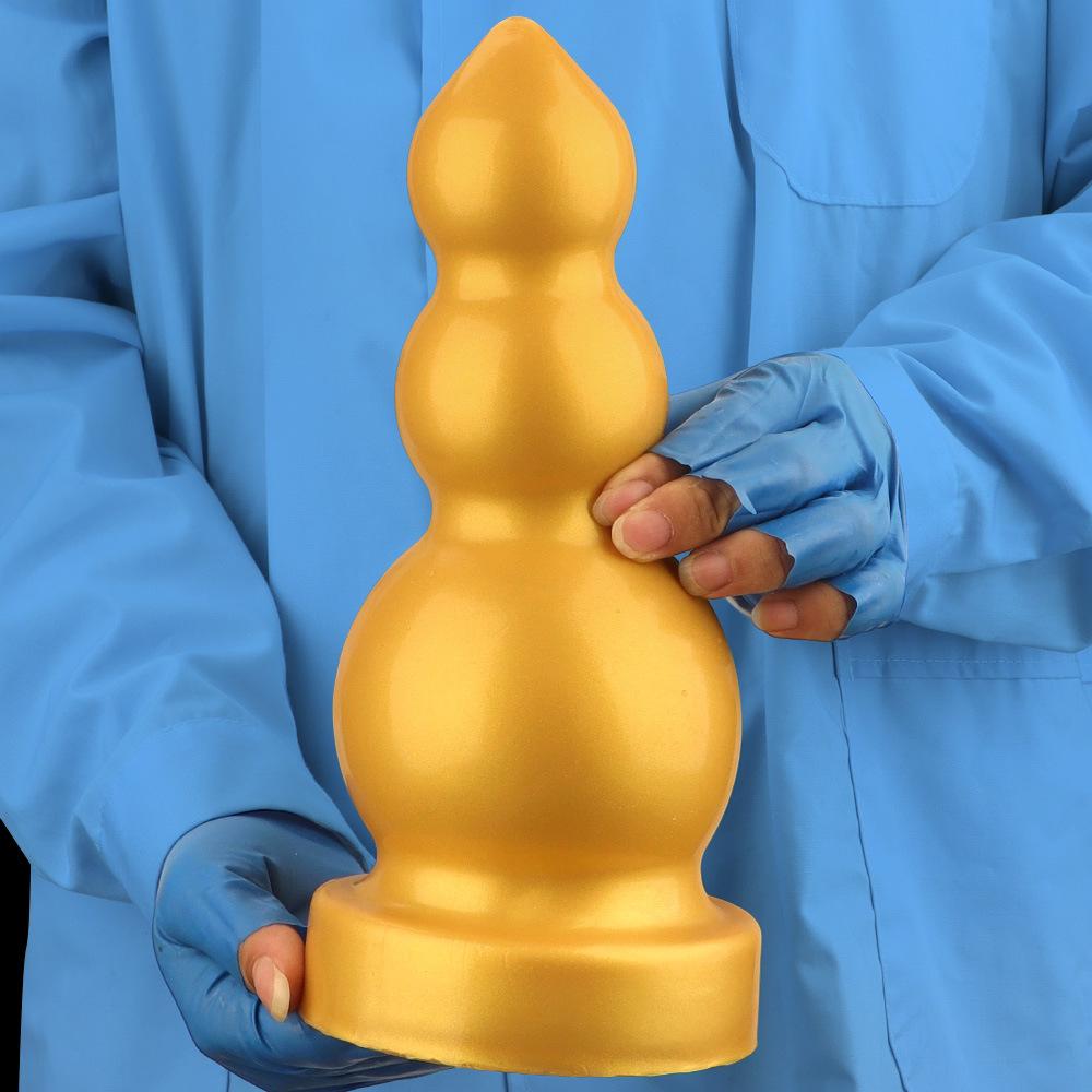 Gros Plug Anal Fileté en Silicone Doré Dildo Réaliste Jouet Sexuel pour Adultes pour Couples Fisting