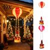 Fireplace Hanging Ornaments Christmas Santa Claus Hot Air Balloon Lantern, Lighted Outdoor Decoration with Decorations LED String Lights