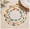 Turkish Eye Bracelet for Women Stainless Steel Turquoise Beads Chain Pearl Lucky Charm Protection Amulet Summer Gift